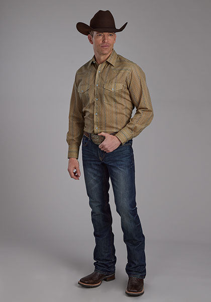 Men's Western Snap Button Long Sleeve Shirt