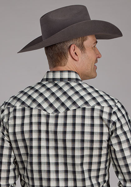 Men's Snap Woven Plaid Long Sleeve Shirt - Roper