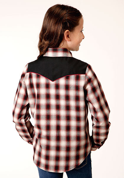 Roper Girls Cowgirl Wine-Black Plaid L/S Shirt