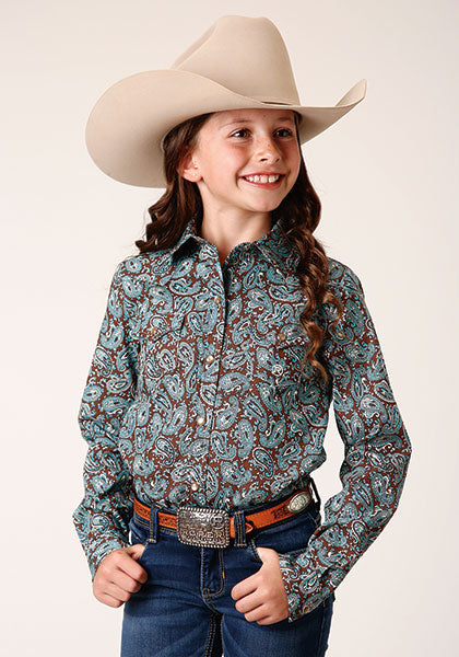 Roper Girls Amarillo Snap Allover Print L/S Shirt
