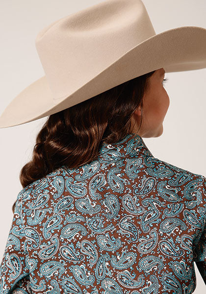 Roper Girls Amarillo Snap Allover Print L/S Shirt