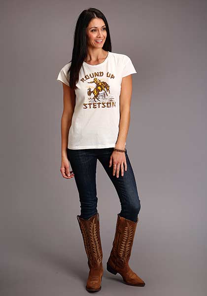 Stetson Ladies Buckin Cream T-Shirt