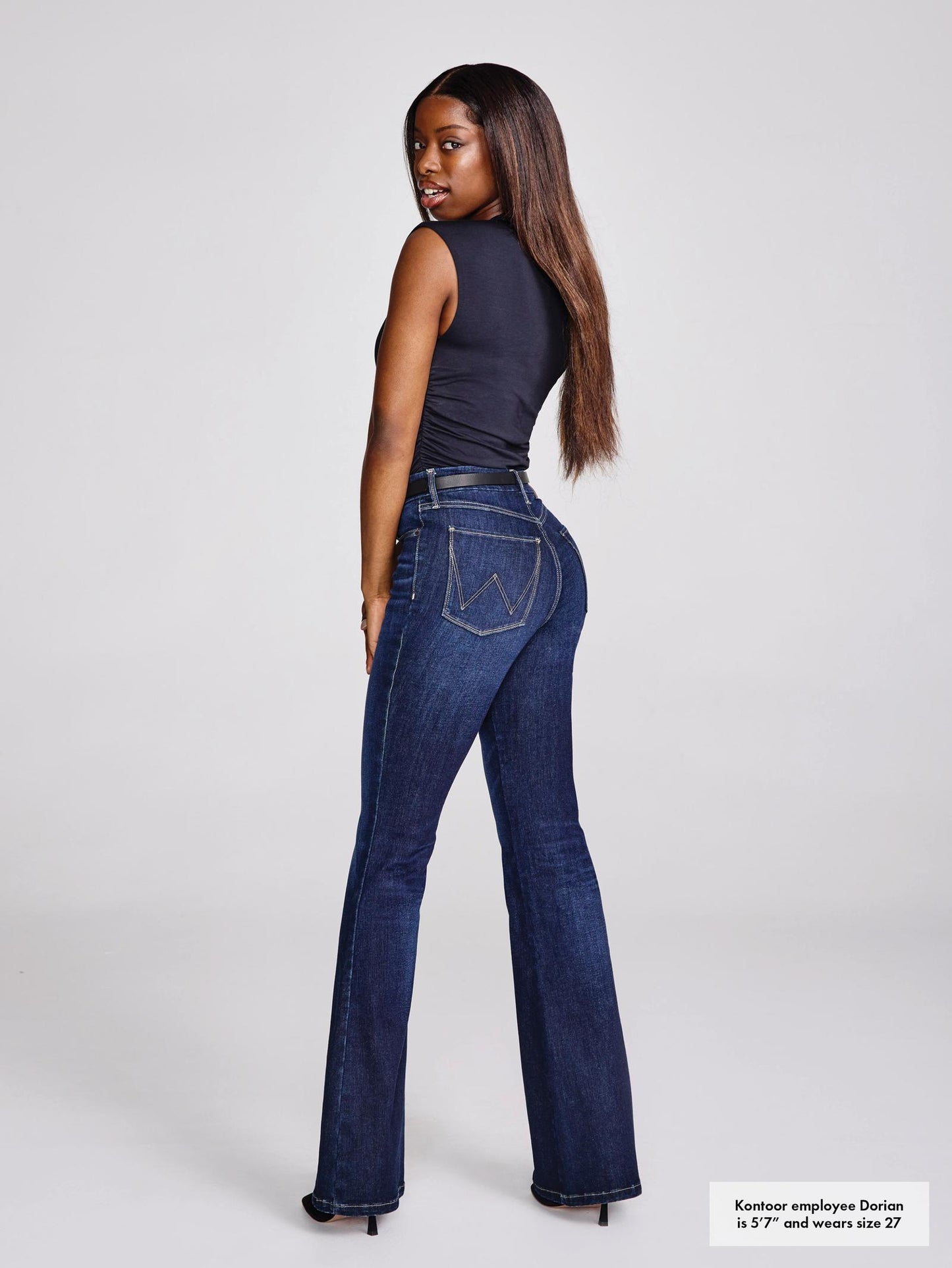 Wrangler Women's Bespoke Flare High Rise Bootcut Dark Blue Jeans