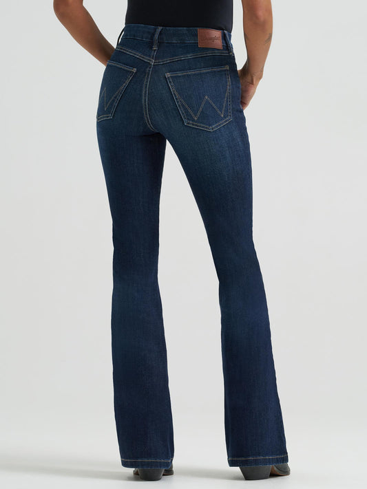 Wrangler Women's Bespoke Flare High Rise Bootcut Dark Blue Jeans
