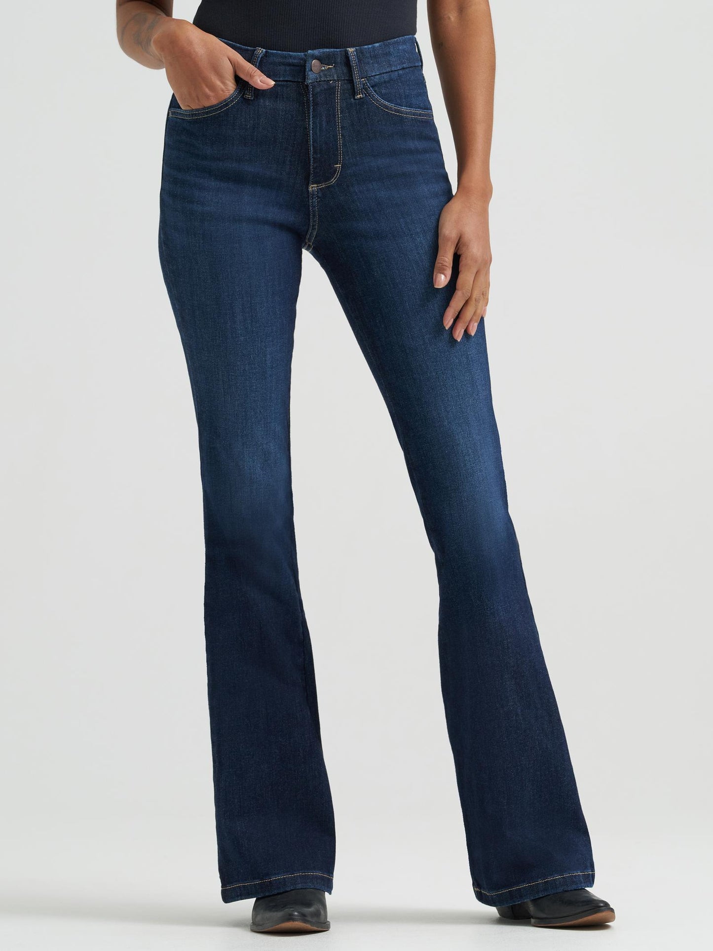 Wrangler Women's Bespoke Flare High Rise Bootcut Dark Blue Jeans