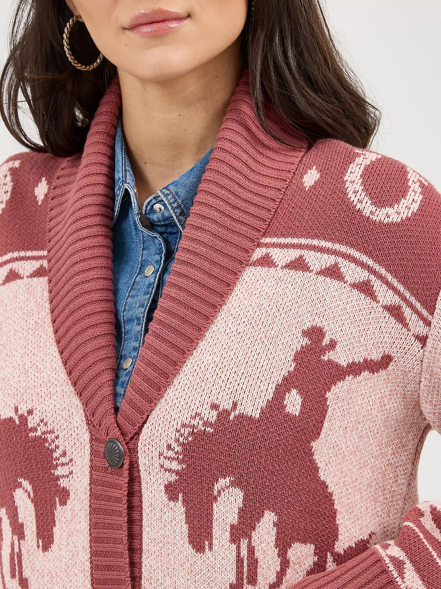 Wrangler Women Western Horse Pink Cardigan
