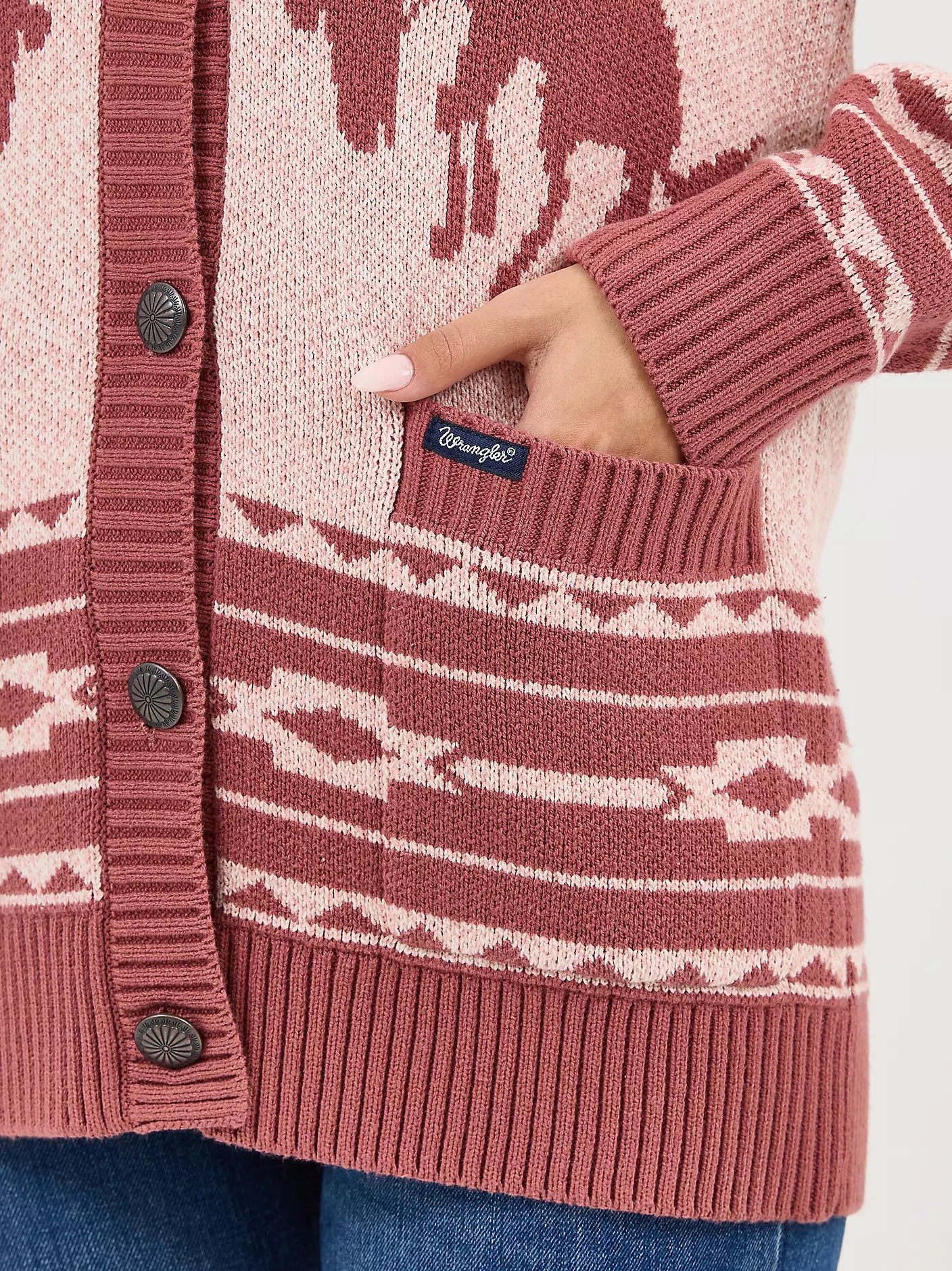 Wrangler Women Western Horse Pink Cardigan