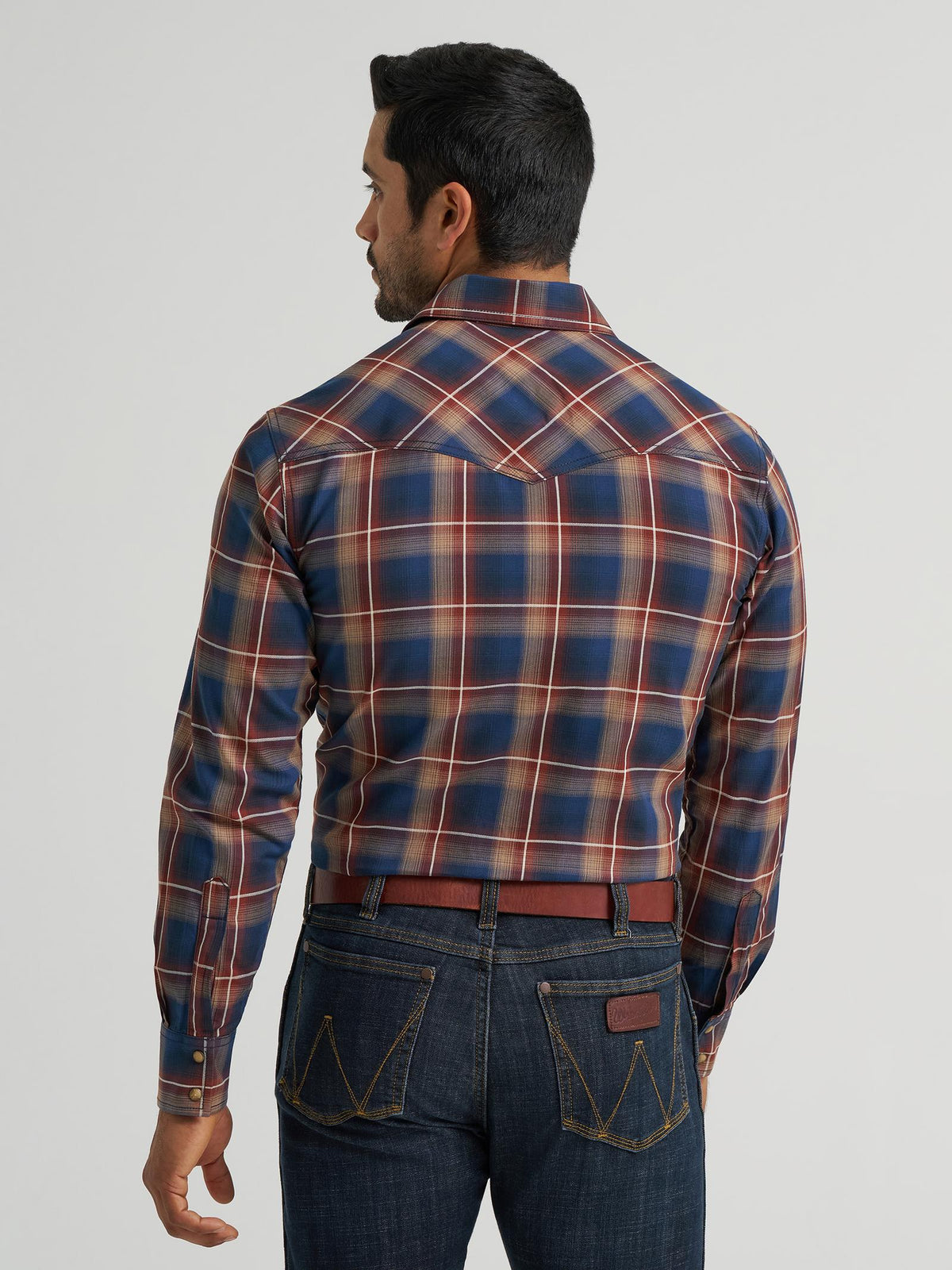 Wrangler Retro Premium Men's Blue Multi Plaid Snap Shirt