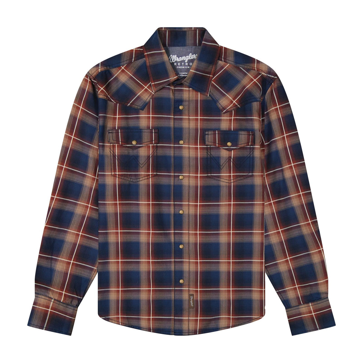 Wrangler Retro Premium Men's Blue Multi Plaid Snap Shirt