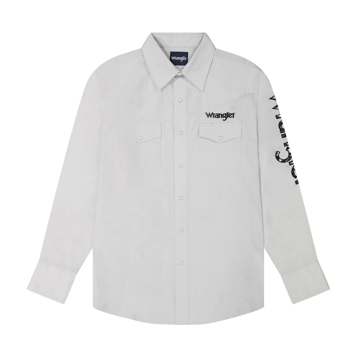 Wrangler Long Sleeve Logo Shirt in Grey.