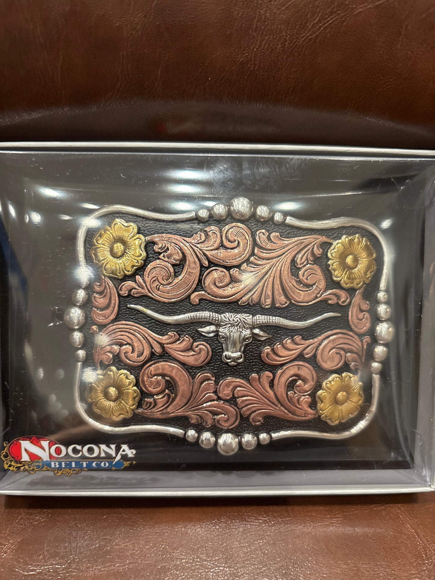Nocona Rectangle Long Horn Buckle
