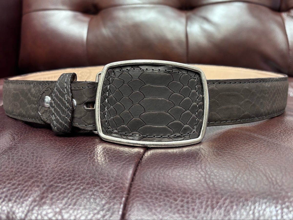 Genuine Leather Belt - Python Embossed Texture
