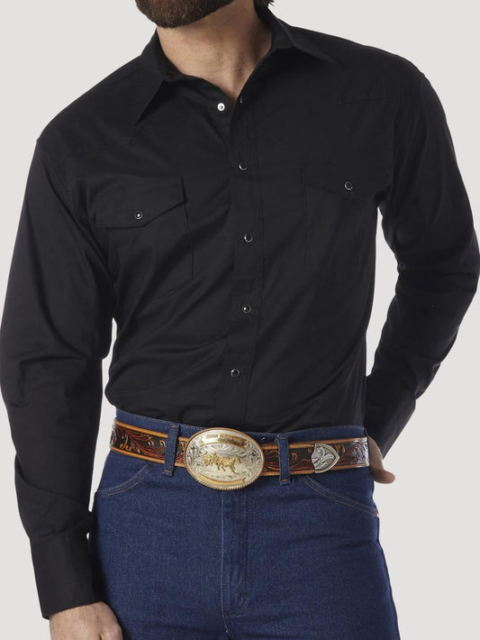 Wrangler Men's Sport Western Snap Black Shirt