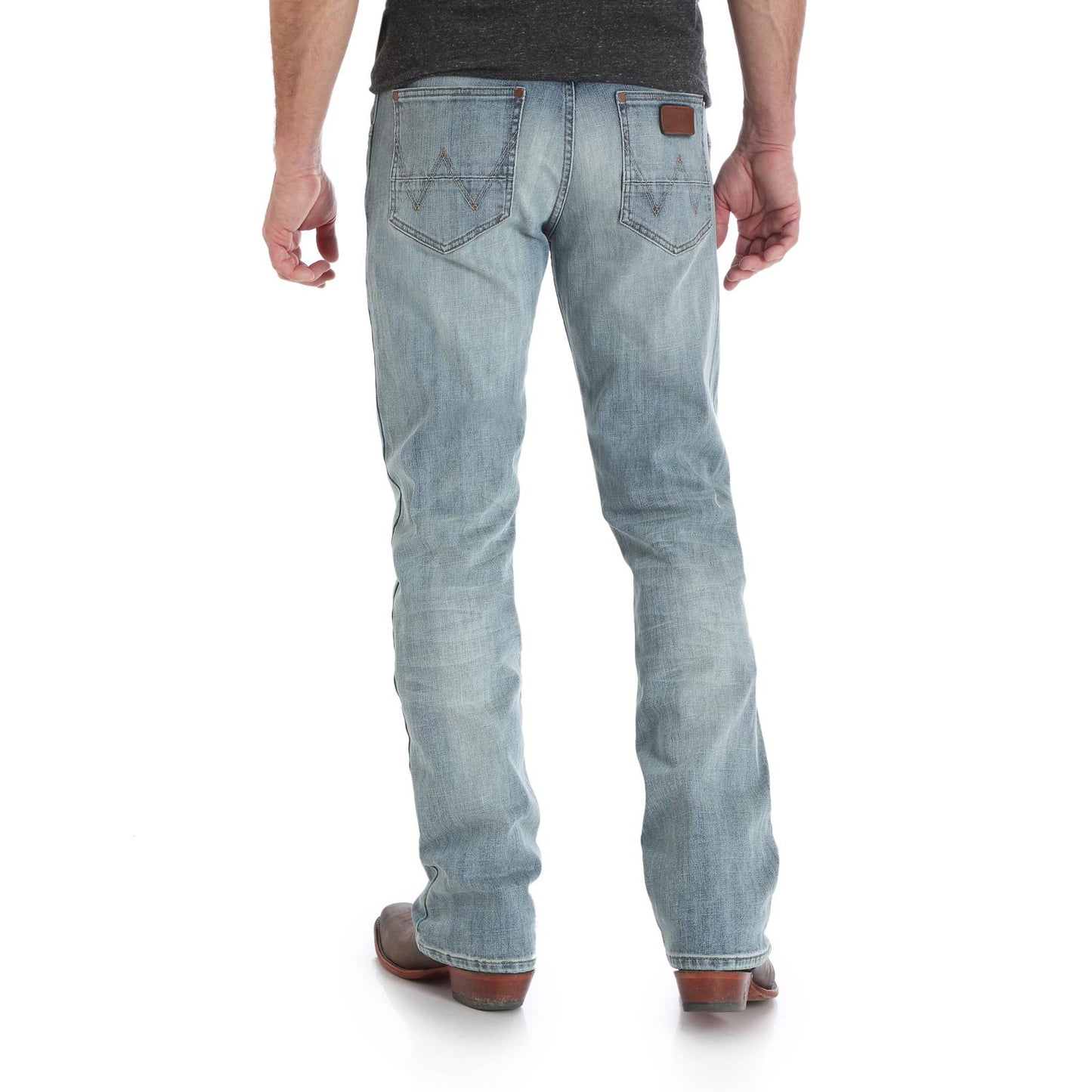 Wrangler Men Retro Slim Boot Blue Grey Jeans