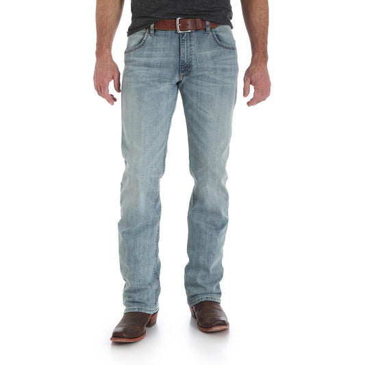 Wrangler Men Retro Slim Boot Blue Grey Jeans