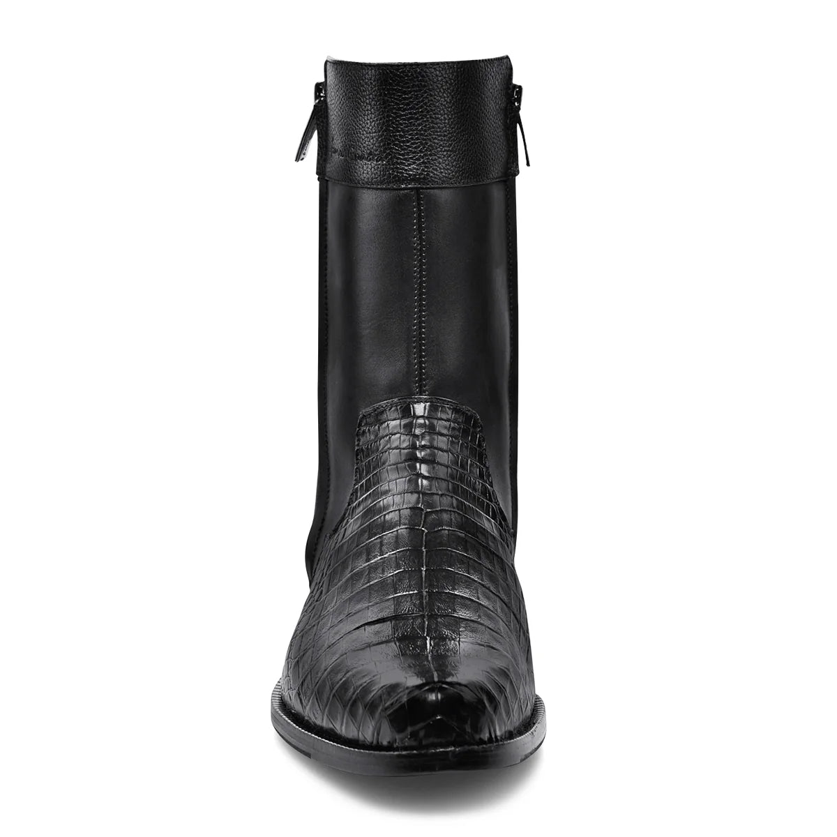 Cuadra Men's Black Dress Boots in Genuine Cayman Leather