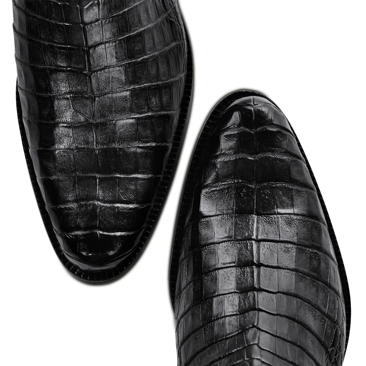 Cuadra Men's Black Dress Boots in Genuine Cayman Leather