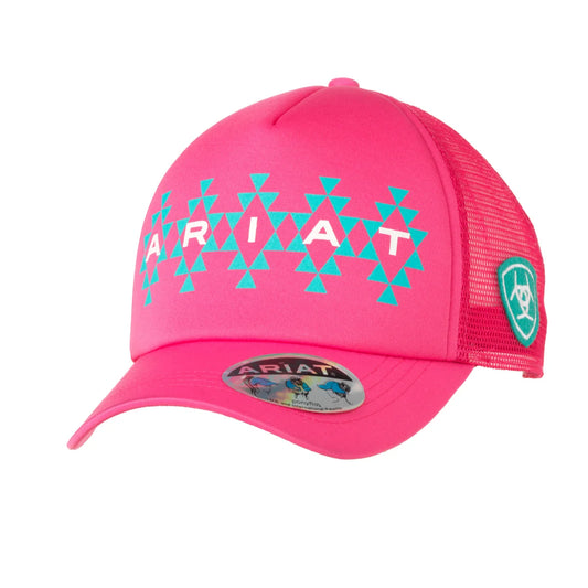 Ariat Youth Girls Pink Ponyflow Southwestern Cap