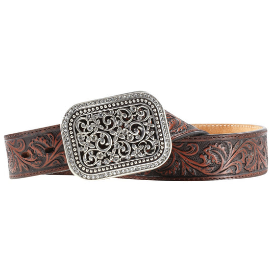 Ariat Ladies Brown Floral Embossed Belt w/Buckle