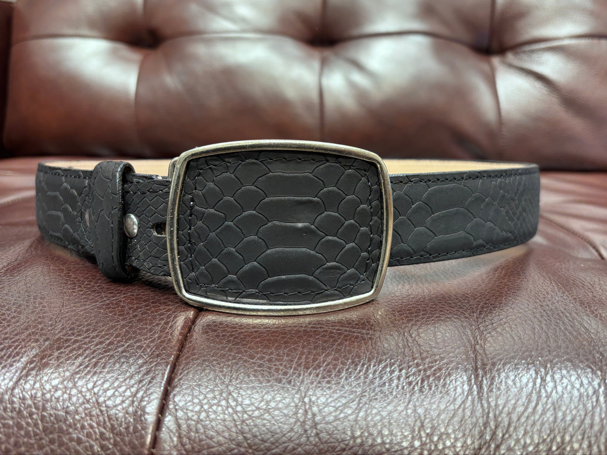 Genuine Leather Belt - Python Embossed Texture