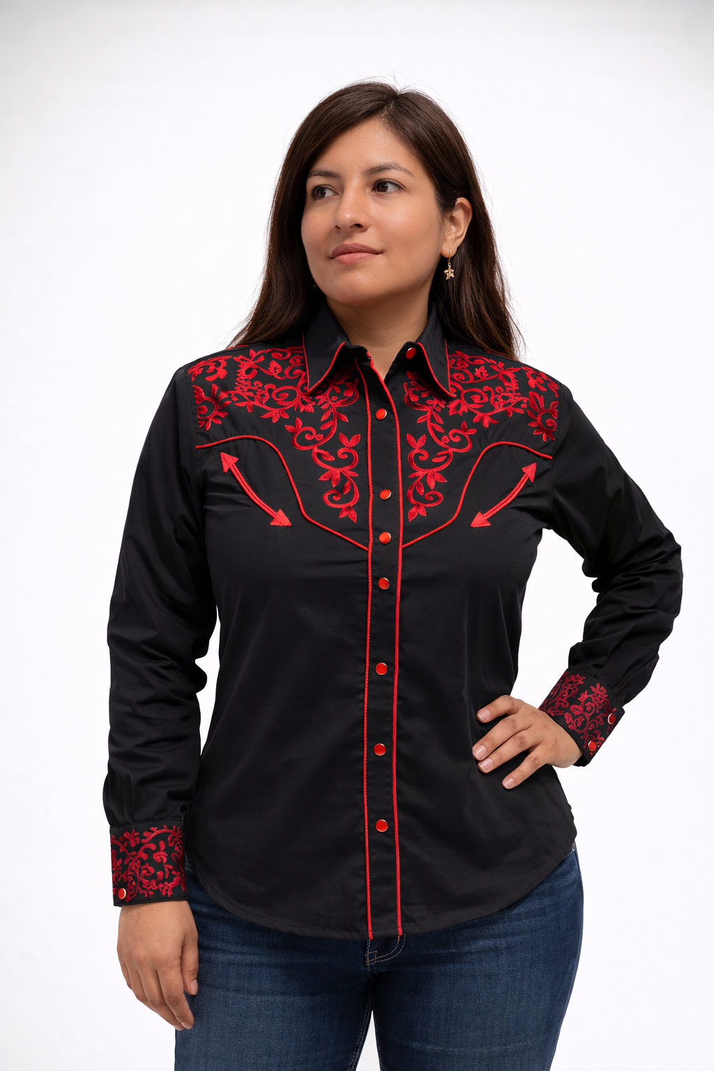 Women’s Fitted Embroidered Western Shirt - AmWest