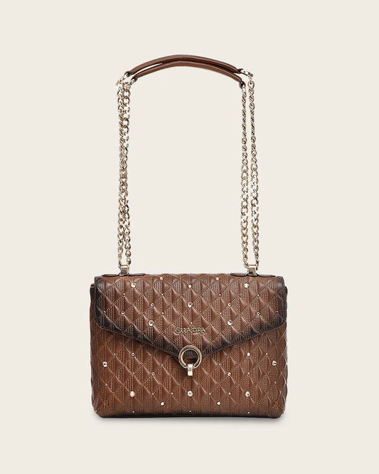 Cuadra Brown Bovine Shoulder Handbag