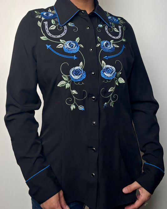 Womens L/S Snap Western Embroidered Shirt Roper
