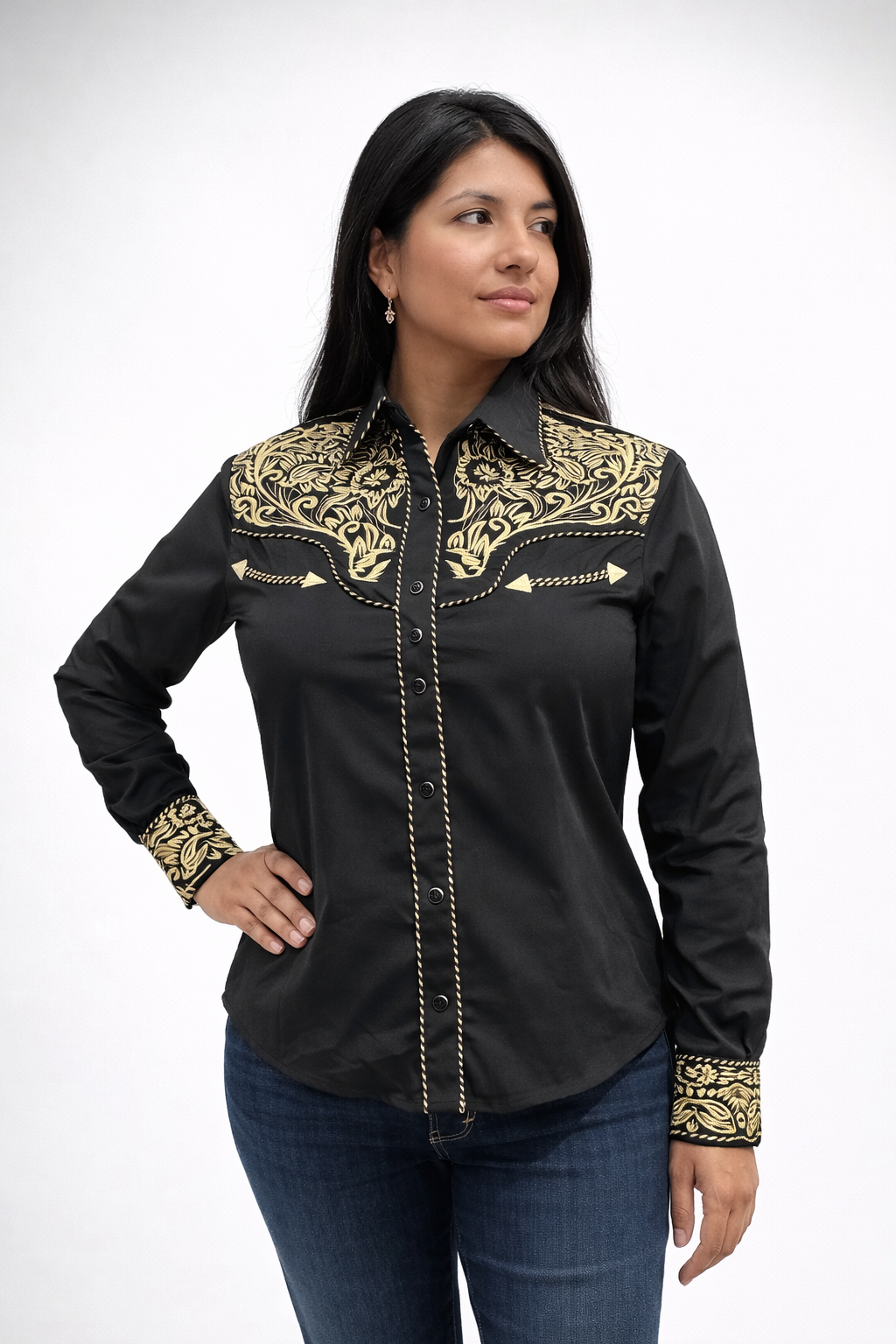 Women’s Fitted Embroidered Western Shirt - AmWest