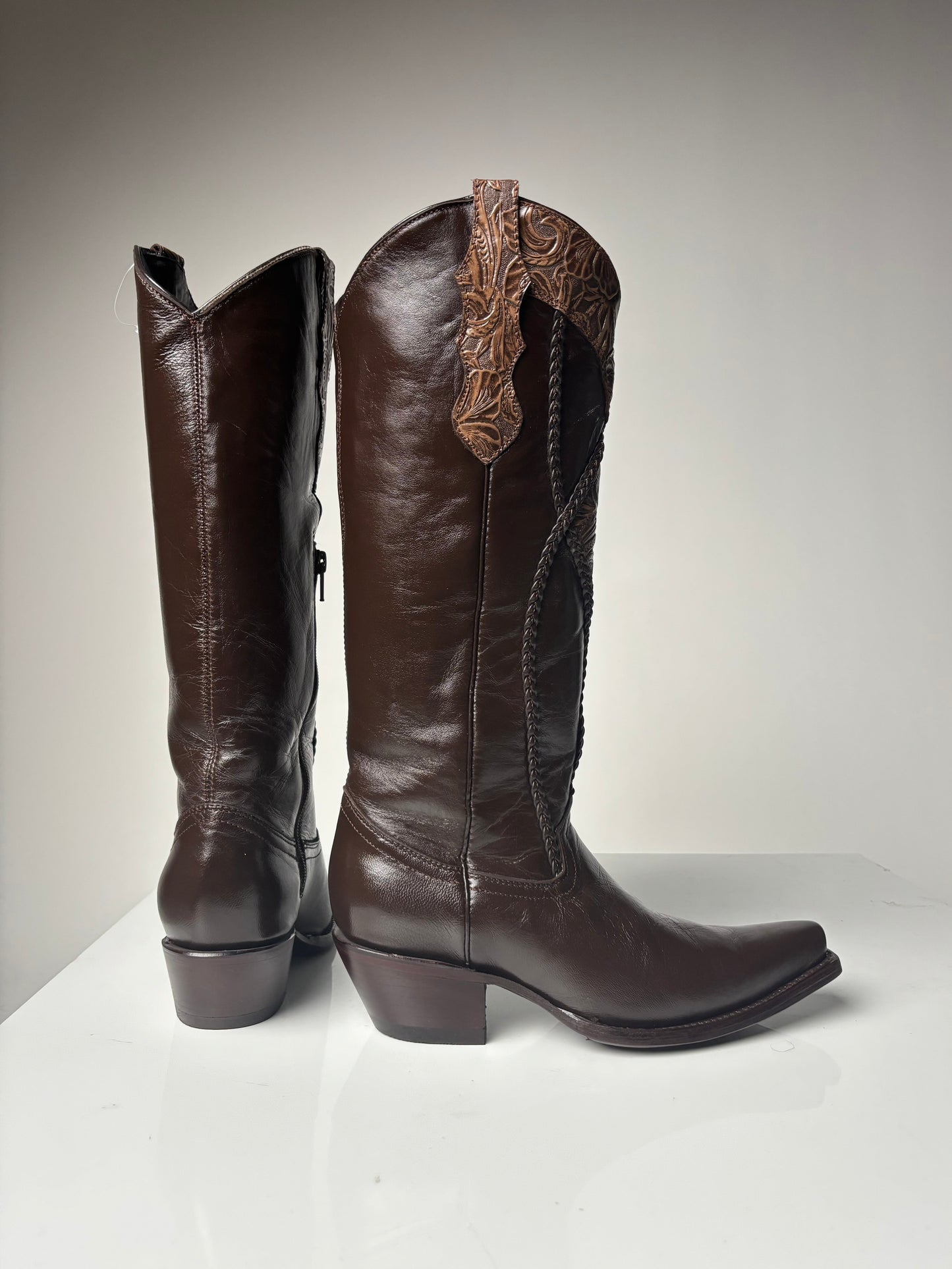 Women's Brown Tall boot - White Diamond