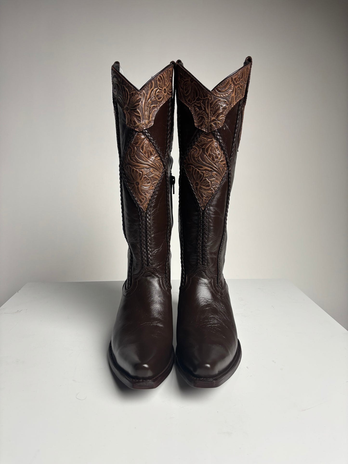 Women's Brown Tall boot - White Diamond