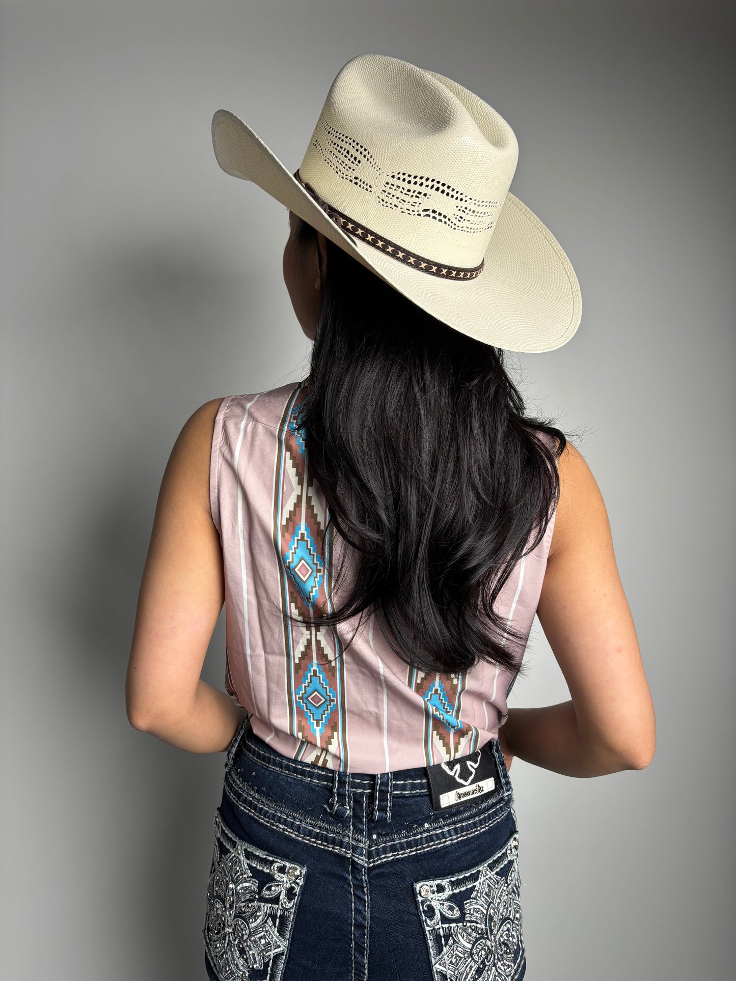 Women's Aztec Retro 90s Printed Sleeveless Shirt - Lucky & Blessed