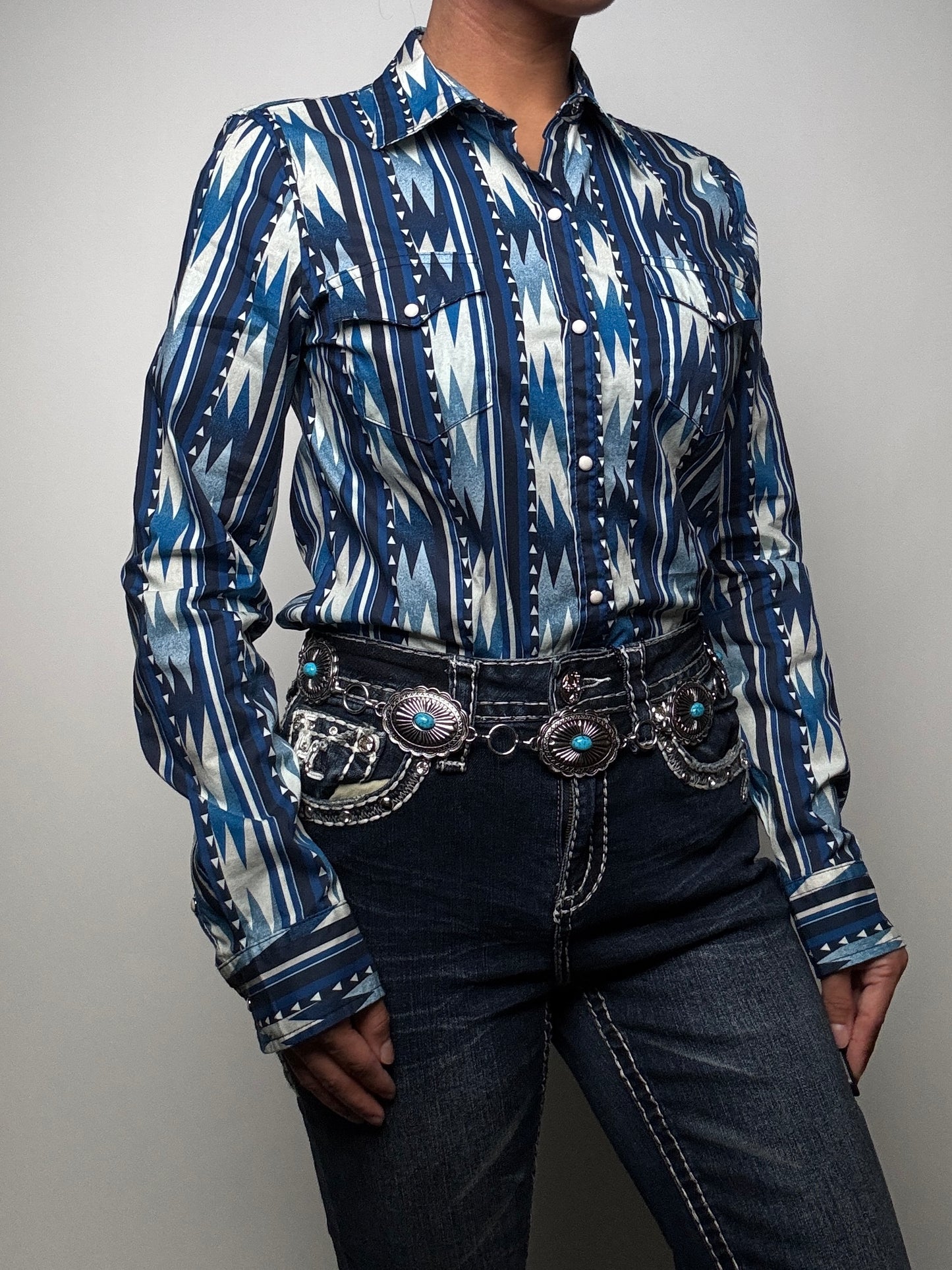 Womens L/S Vertical Print Shirt Roper
