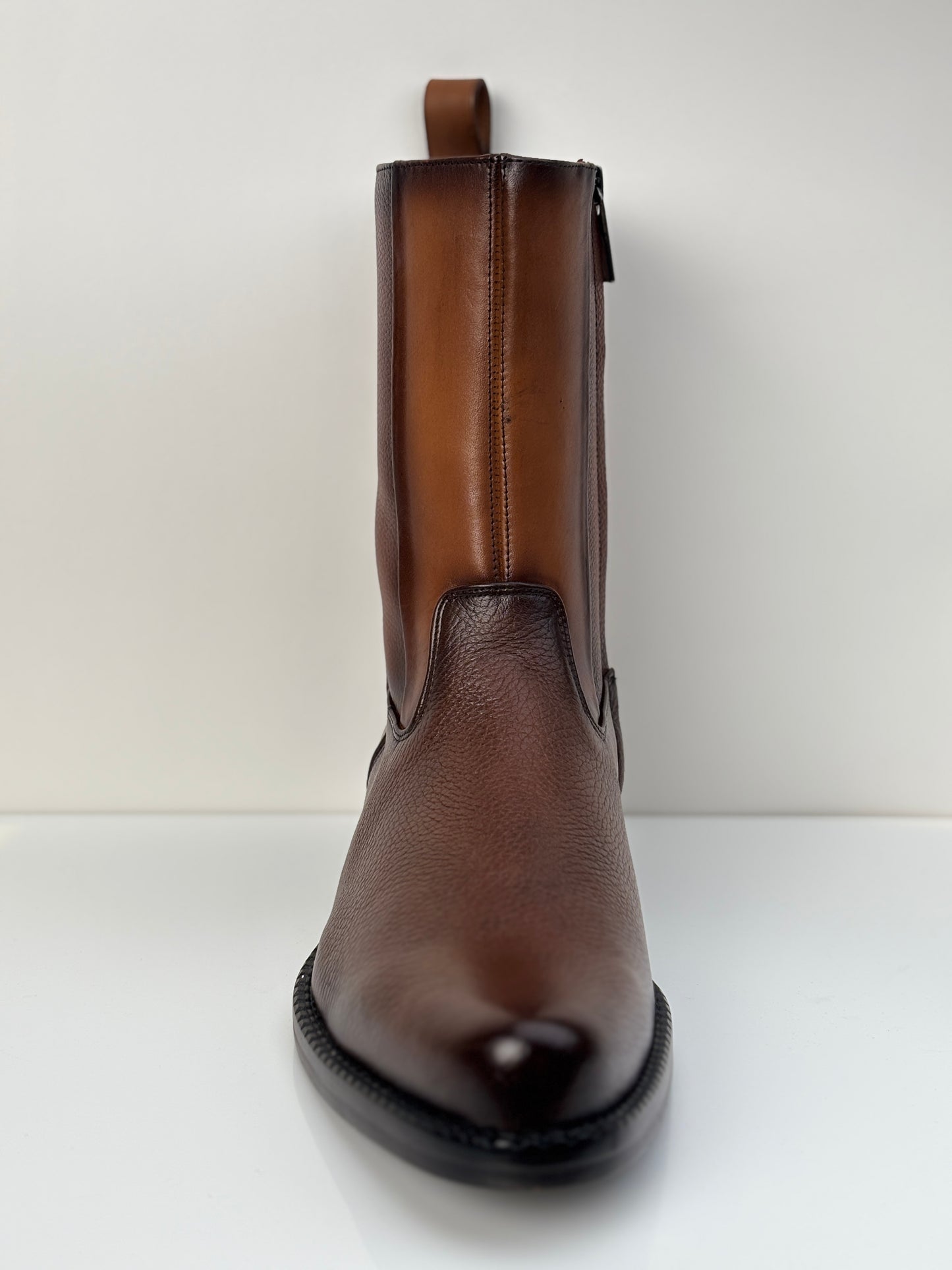 Cuadra Men's Honey Deer Leather with Zipper Round Toe Boot