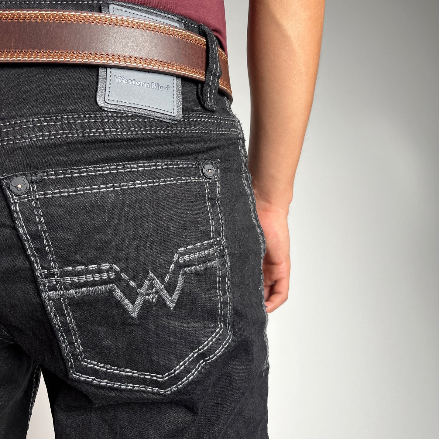 Men’s Bootcut Black Jeans - Western Blue