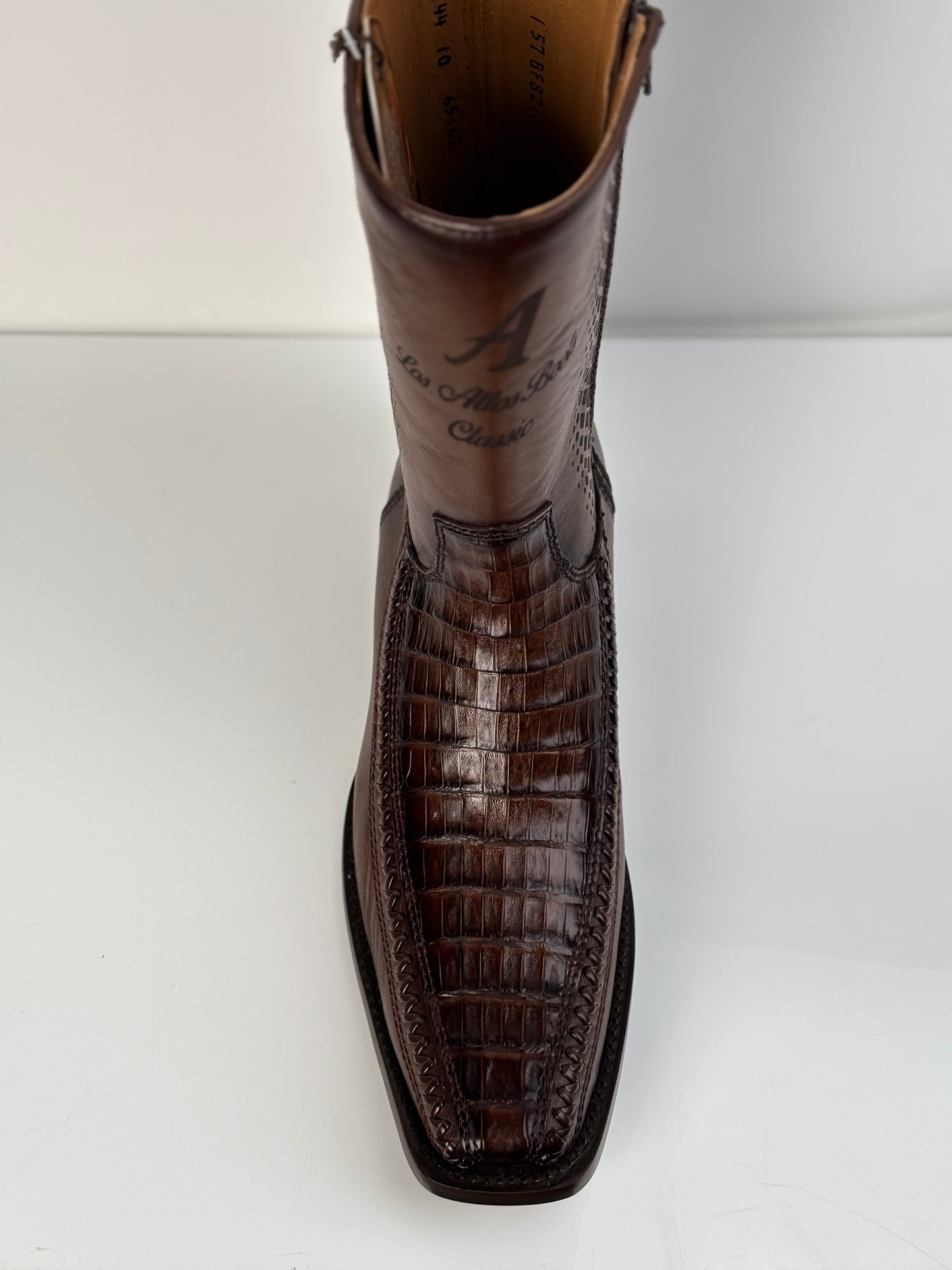 Men's Faded Brown Caiman Belly Dress Boots - Los Altos
