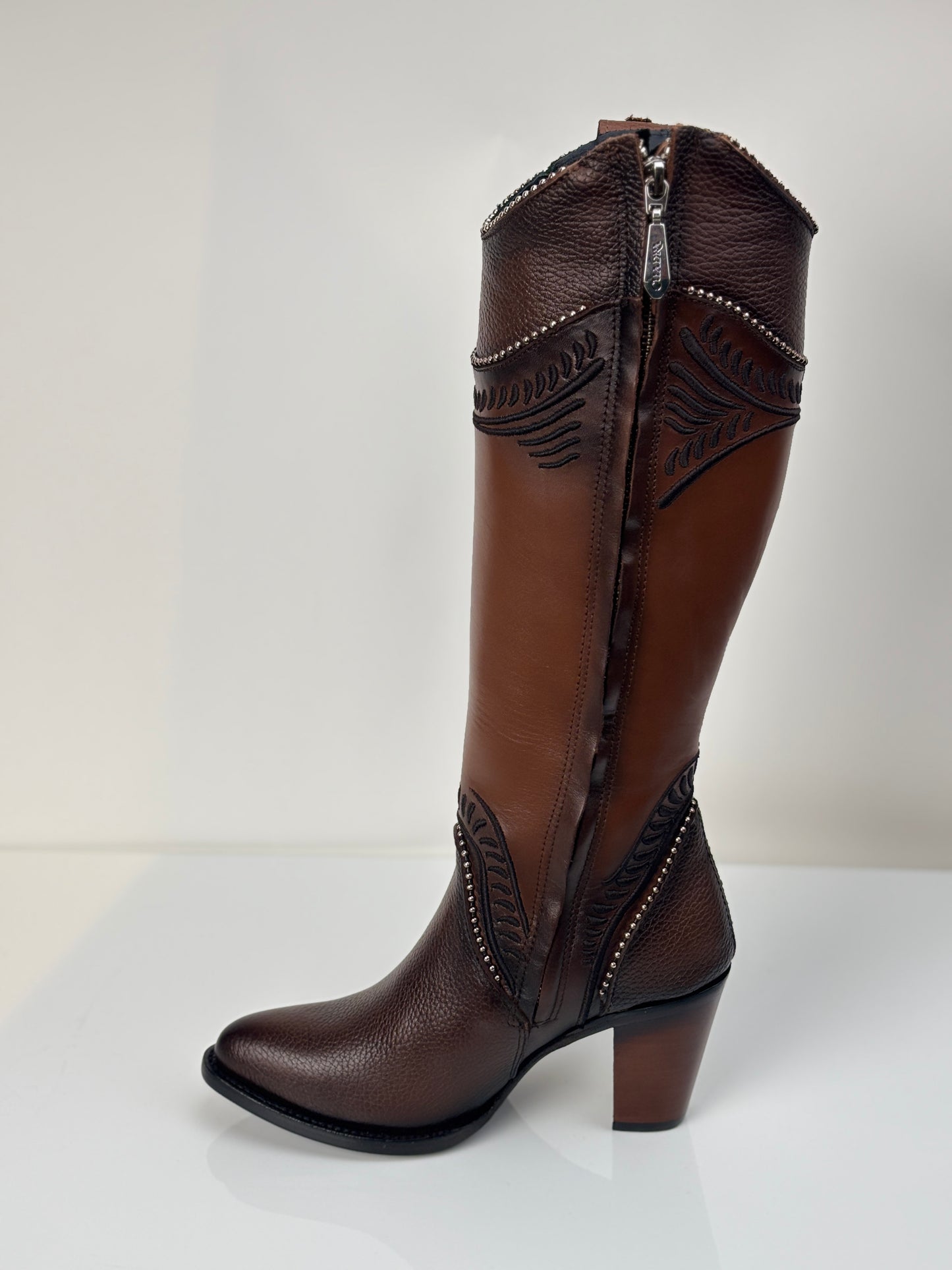 Cuadra Women's Honey Embroidered Round Toe Knee-High Boot