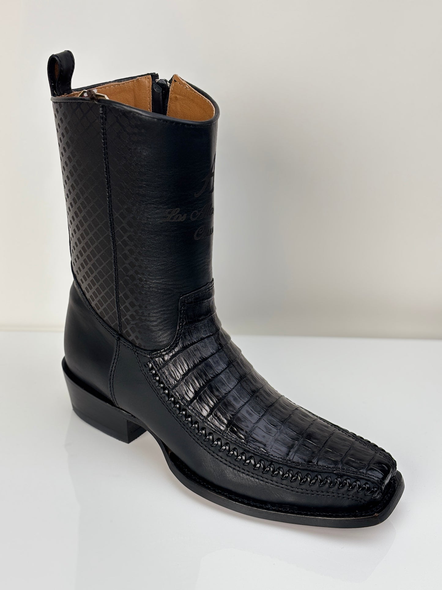 Men's black Caiman Belly Dress Boots - Los Altos