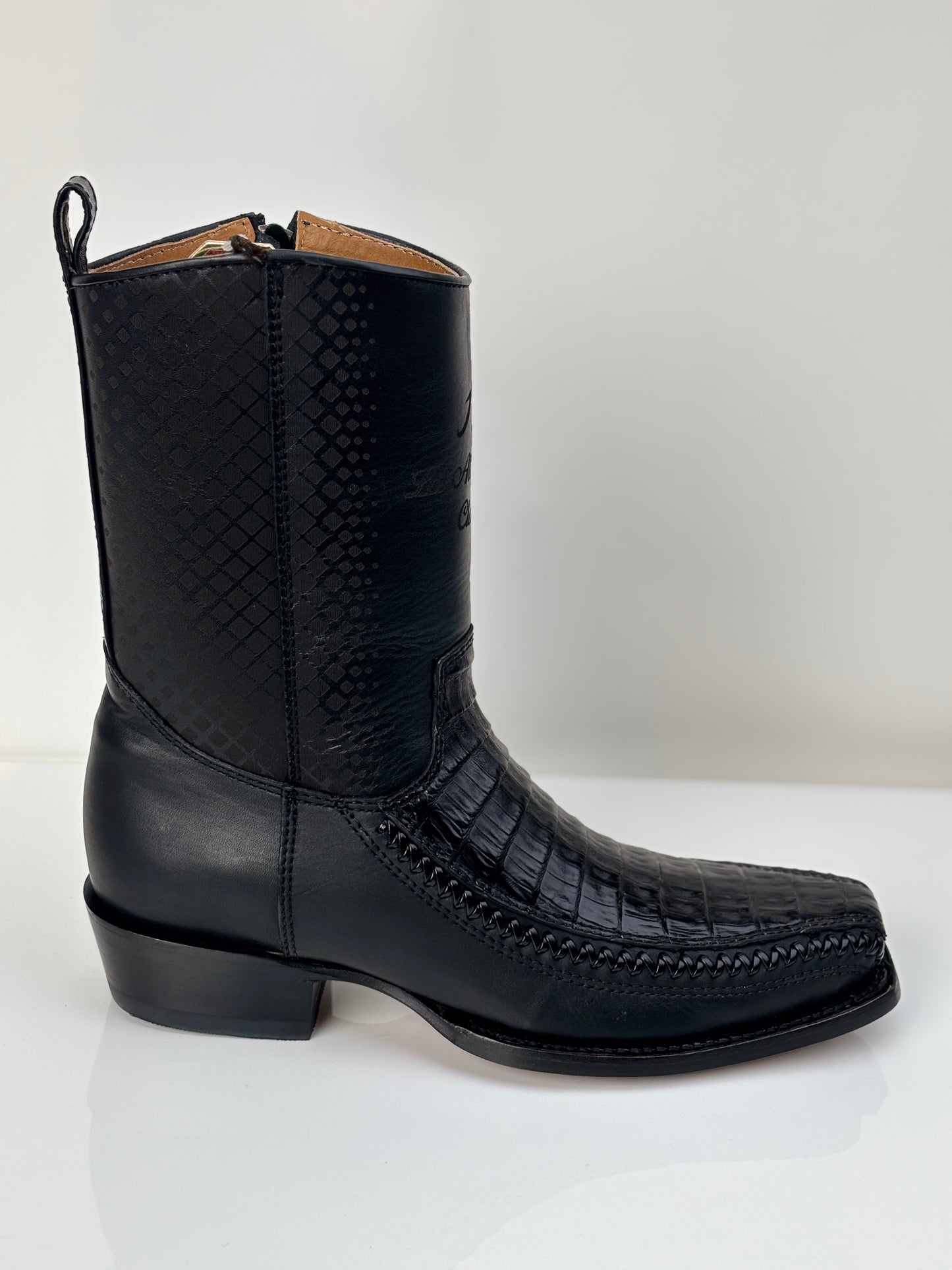 Men's black Caiman Belly Dress Boots - Los Altos