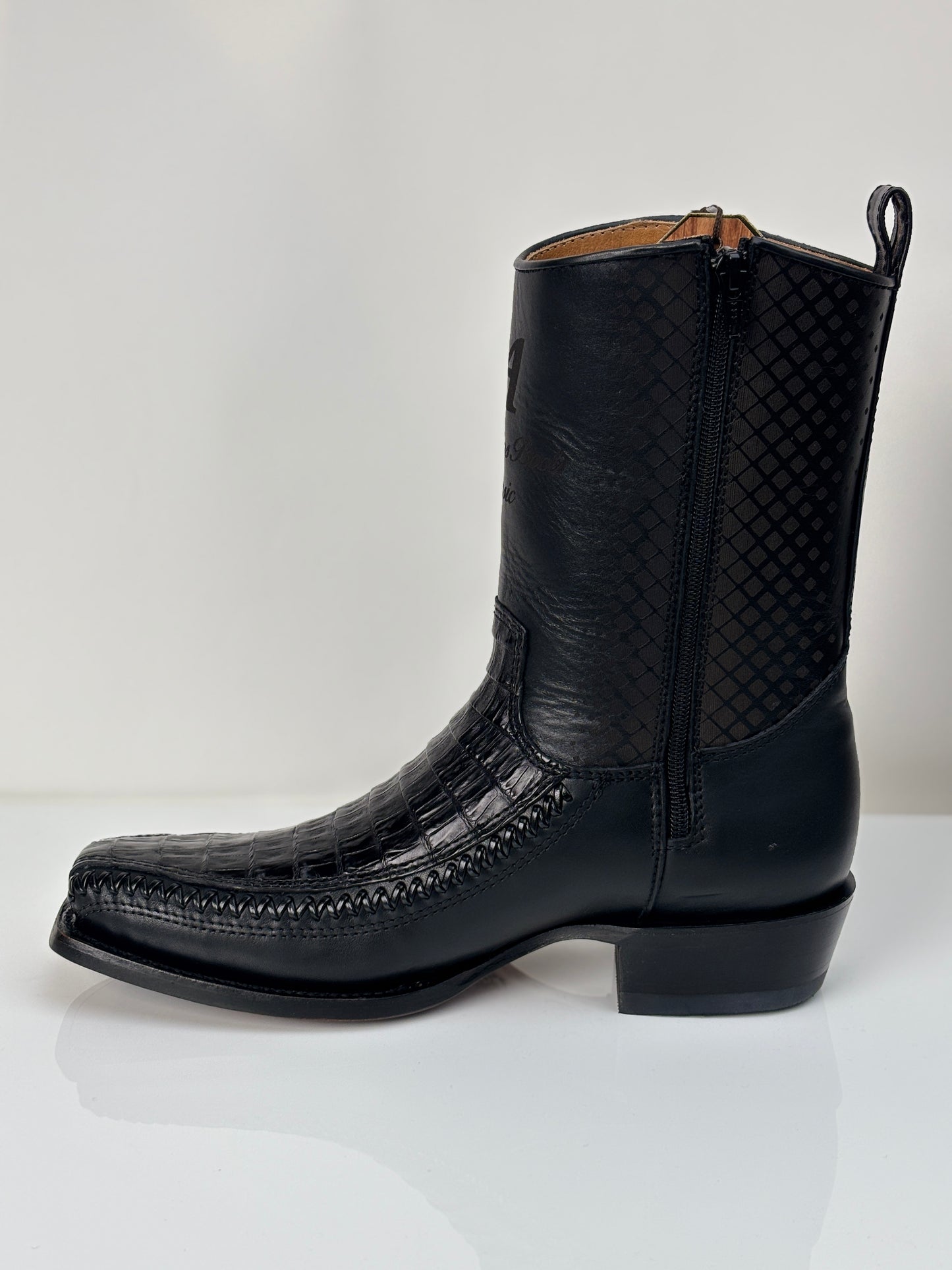 Men's black Caiman Belly Dress Boots - Los Altos