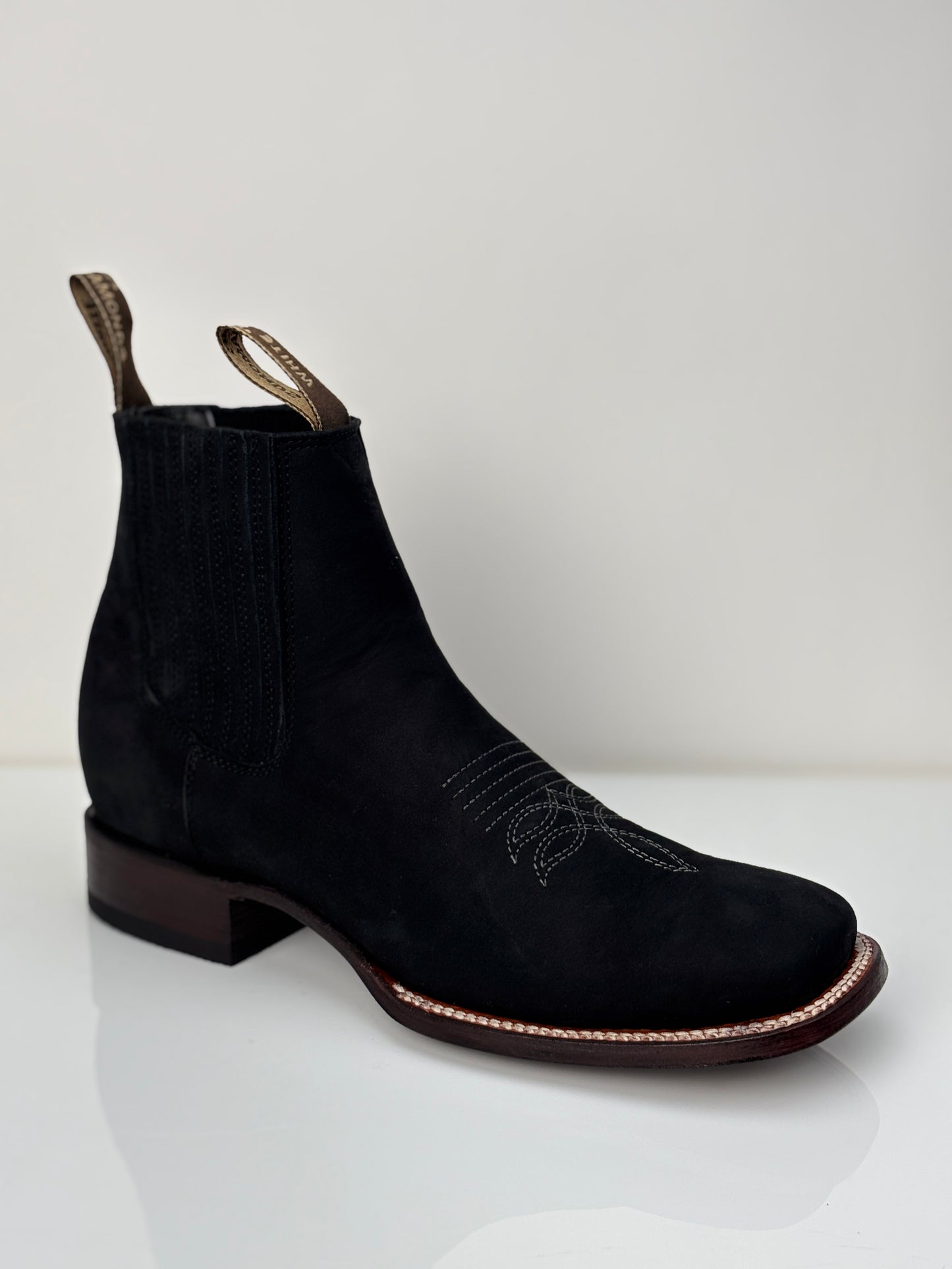 Men's Nubuck Bulldog Ankle Boot Botin - White Diamonds