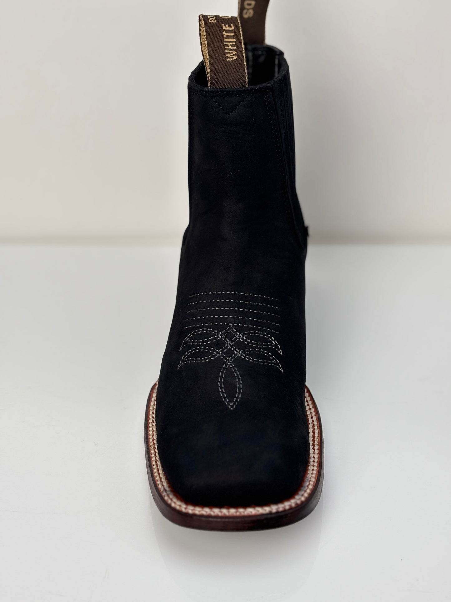 Men's Nubuck Bulldog Ankle Boot Botin - White Diamonds