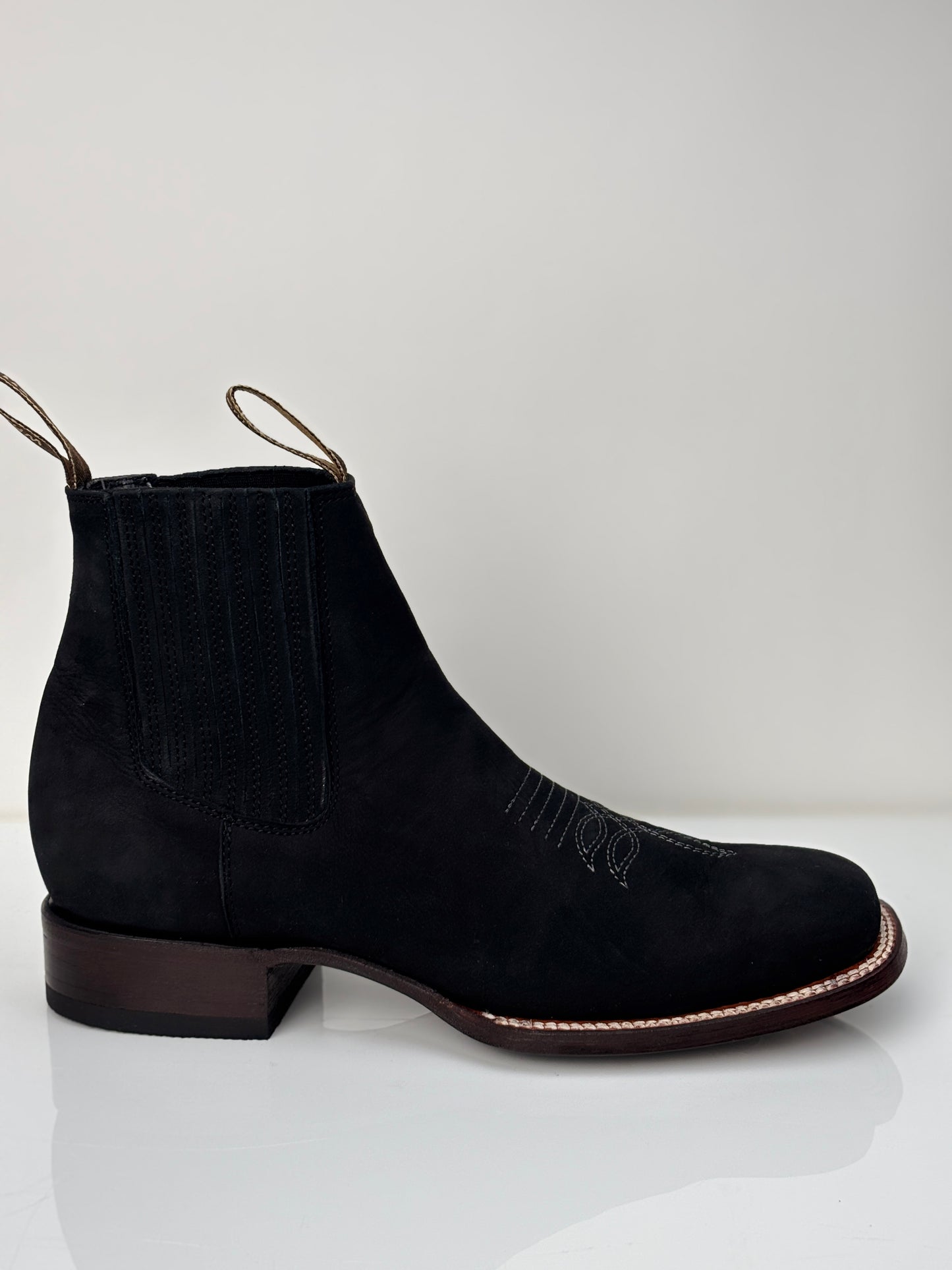 Men's Nubuck Bulldog Ankle Boot Botin - White Diamonds
