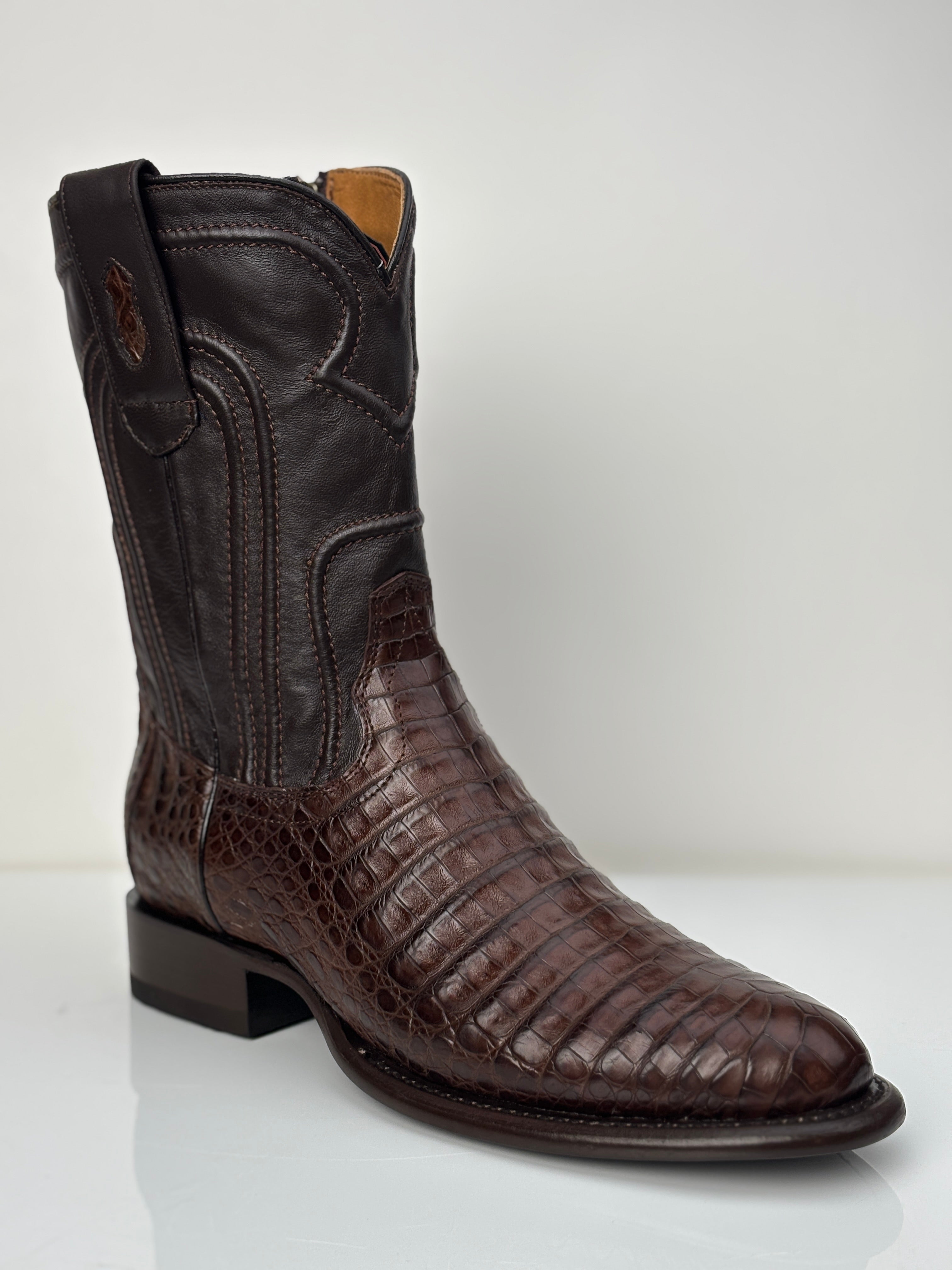Men's Genuine Caiman Belly Boot in Roper Style with Zipper - Los Altos ...