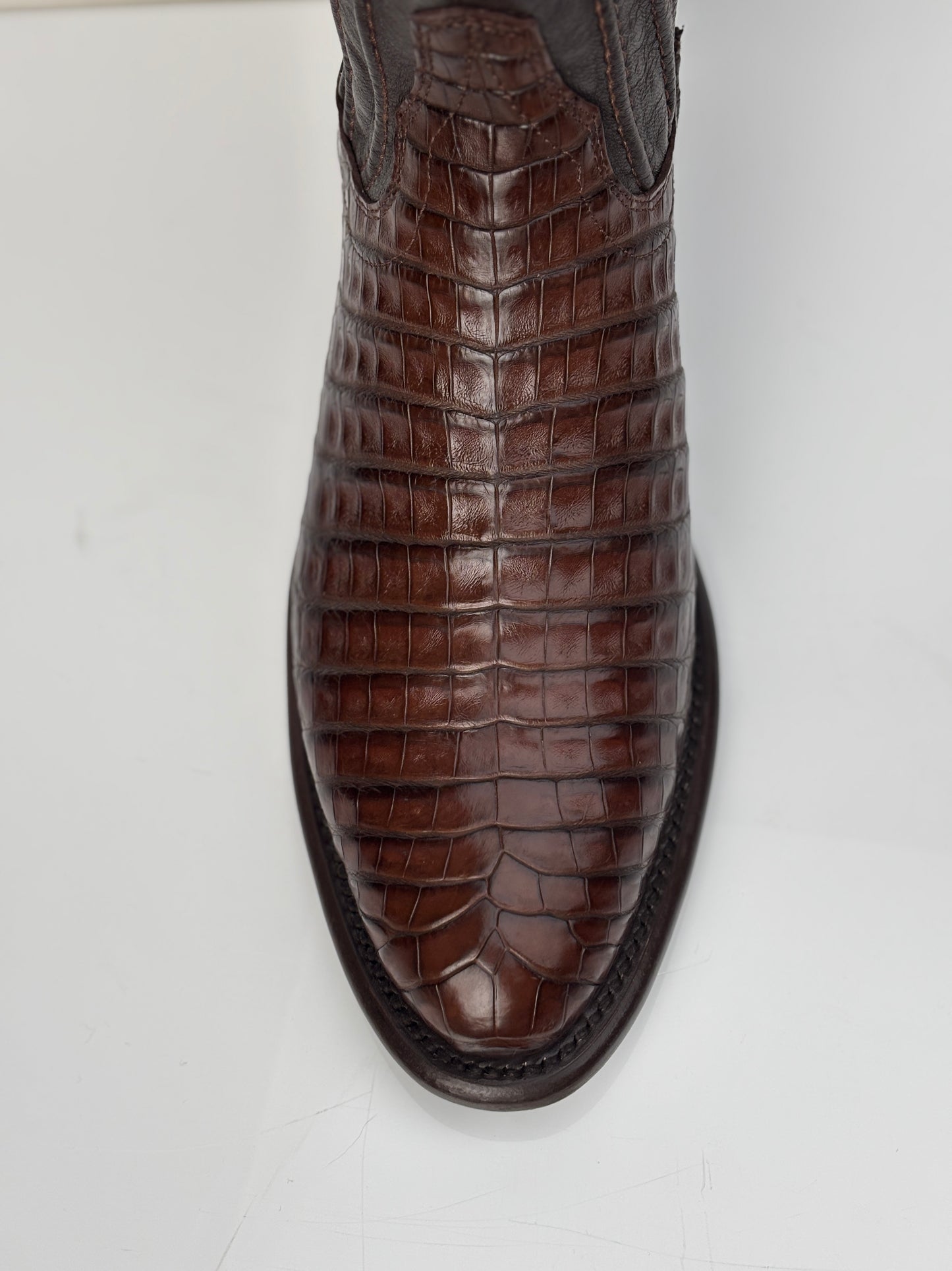 Men's Genuine Caiman Belly Boot in Roper Style with Zipper - Los Altos