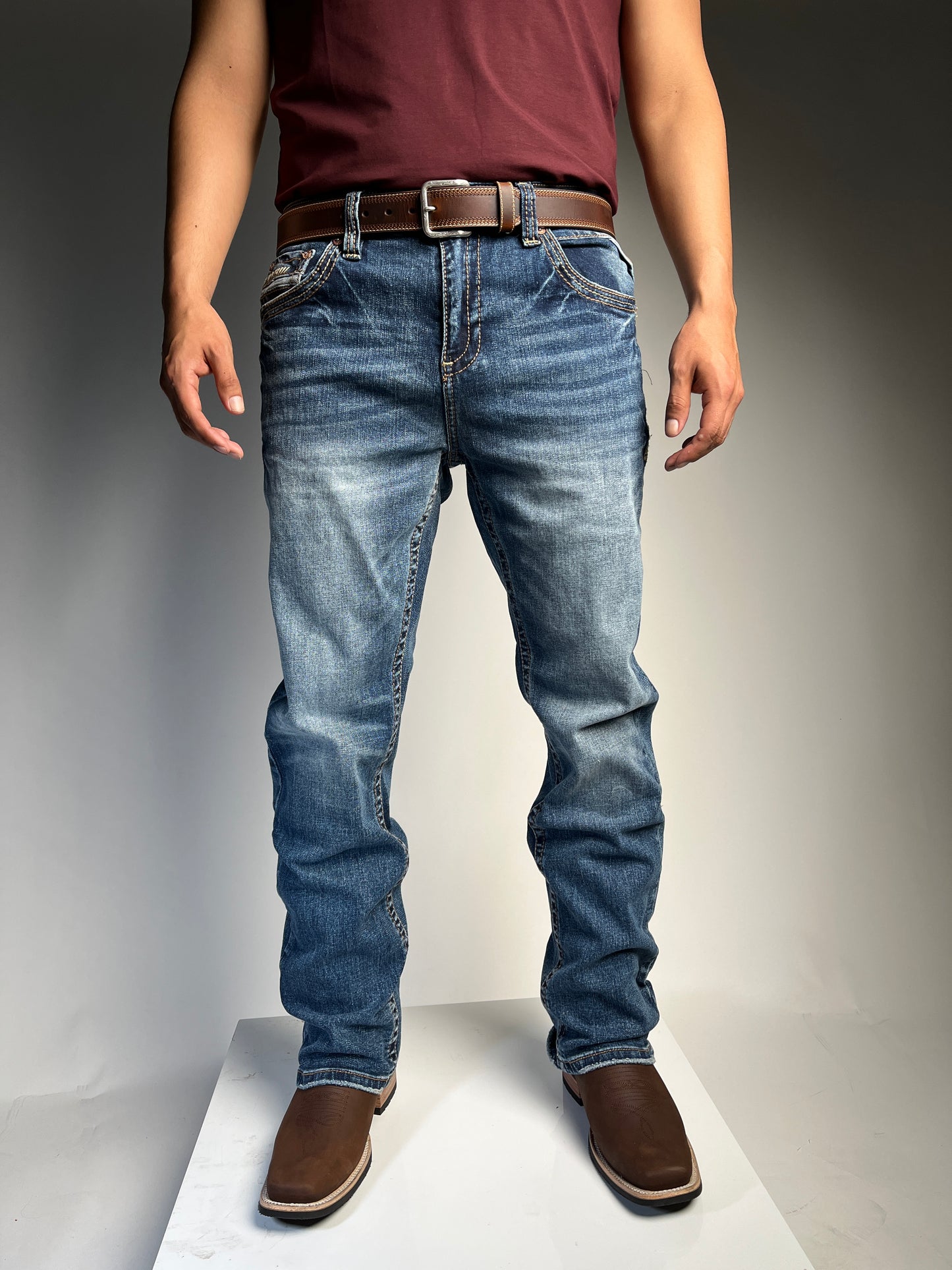 Men’s Bootcut Light Blue Jeans - Western Blue