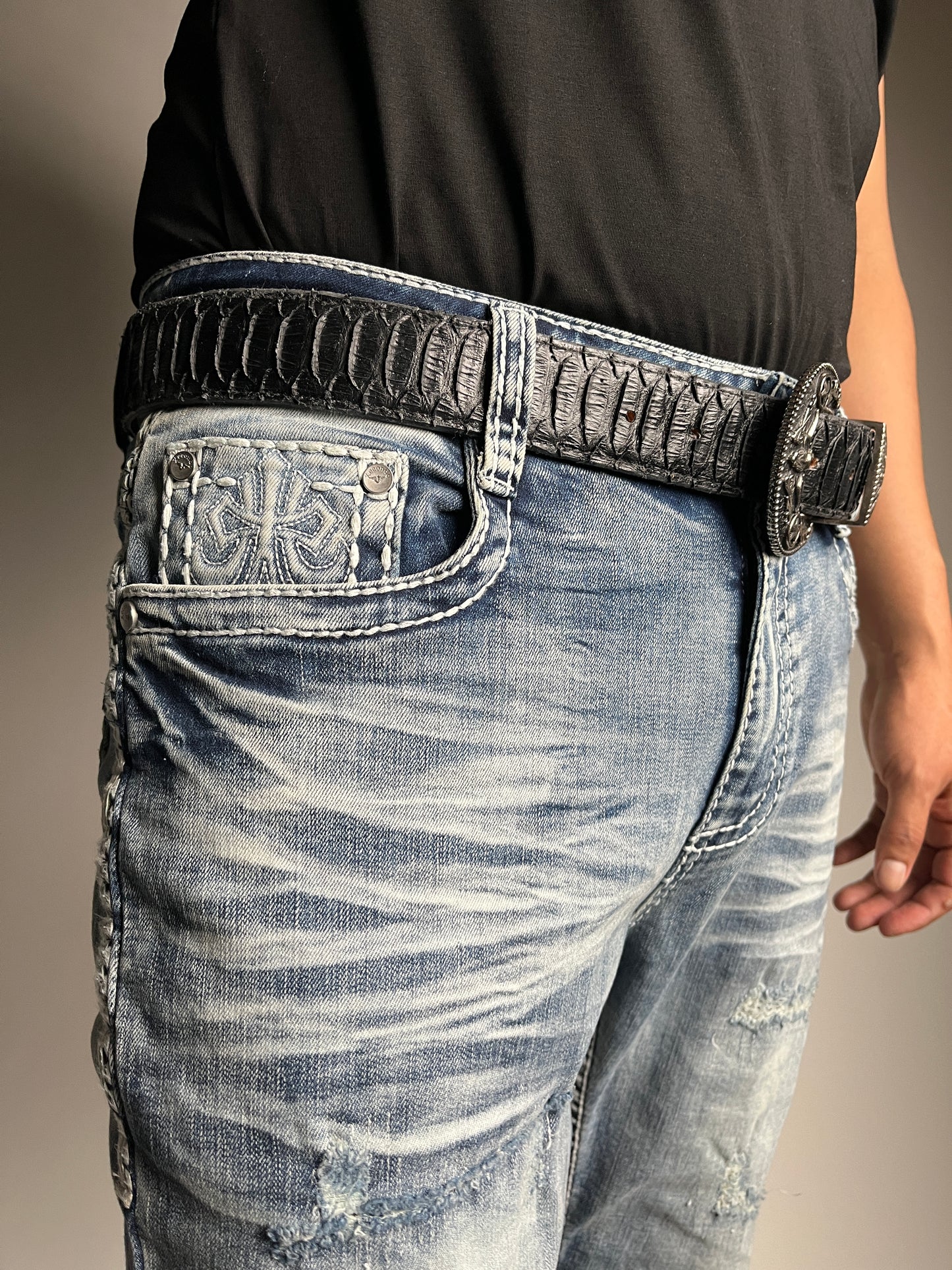 Men's Western Embroidered Straight Jeans - Xecondo