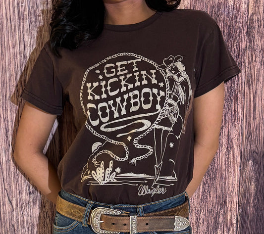 Wrangler Women’s Retro “Get Kickin’ Cowboy” Graphic T-Shirt