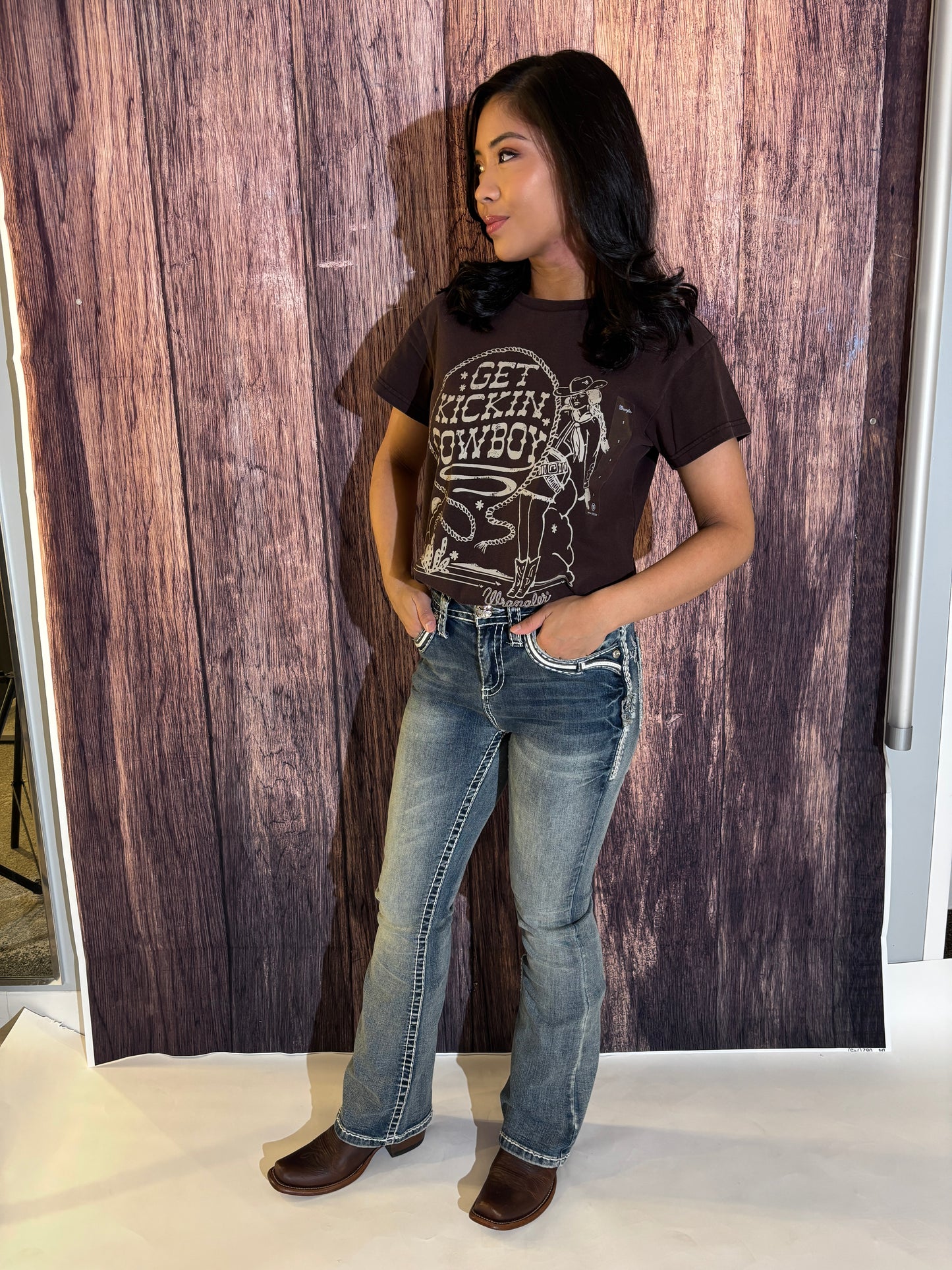 Women's Rhinestone Mid-rise Boot Cut Jeans - Answer Me
