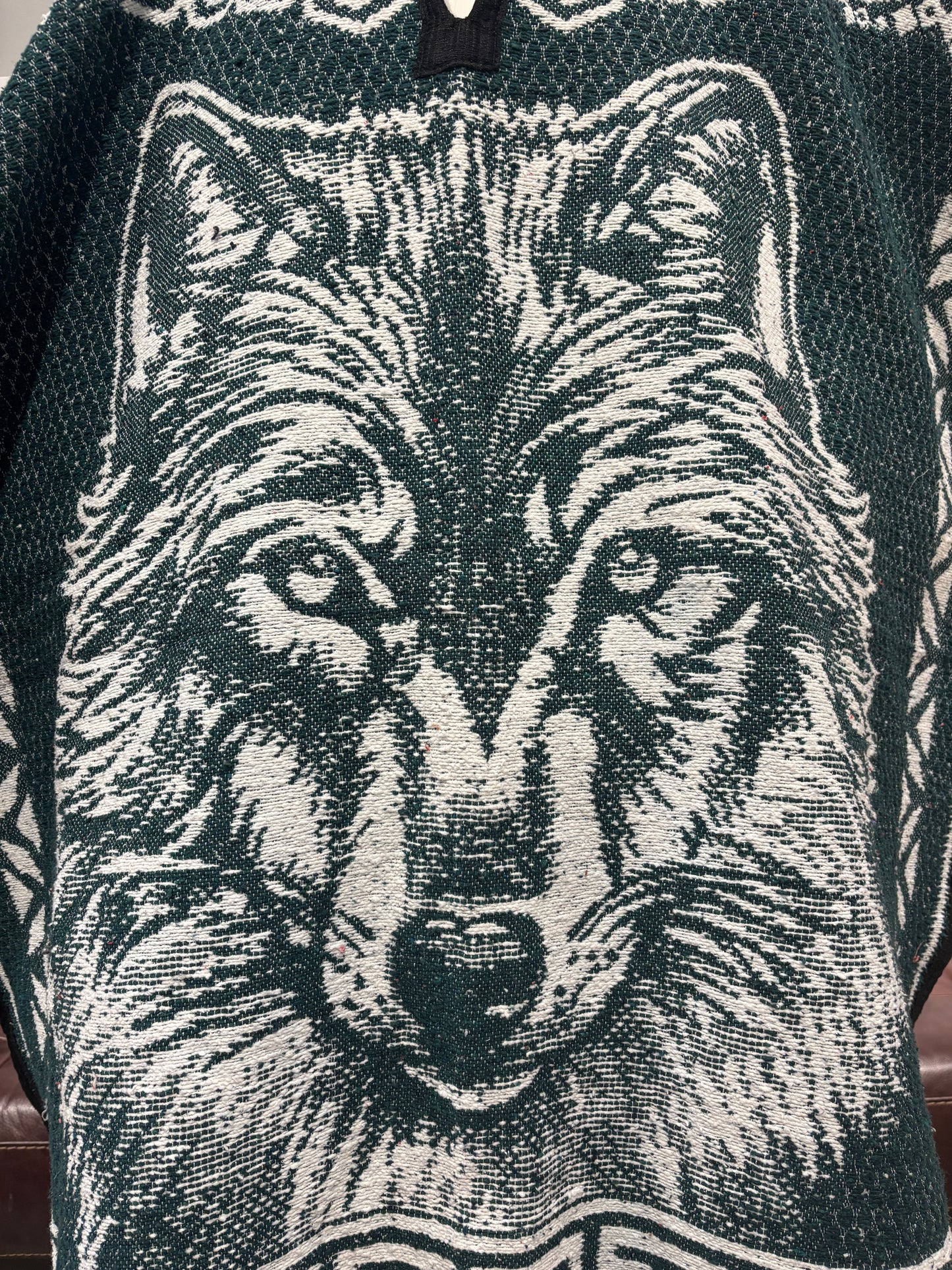 Traditional Hooded Poncho for Adults - Wolf design