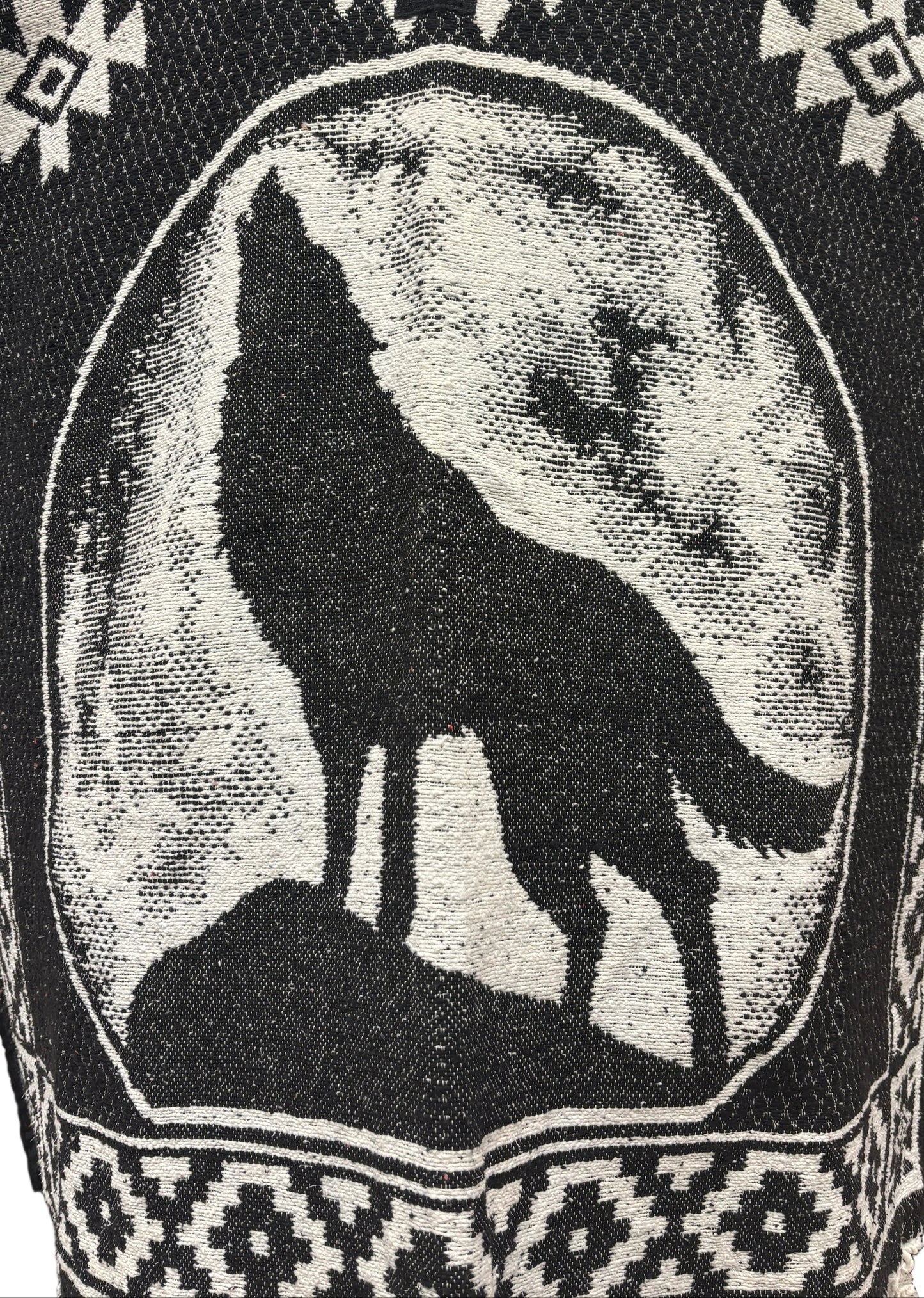 Traditional Hooded Poncho for Adults - Wolf design